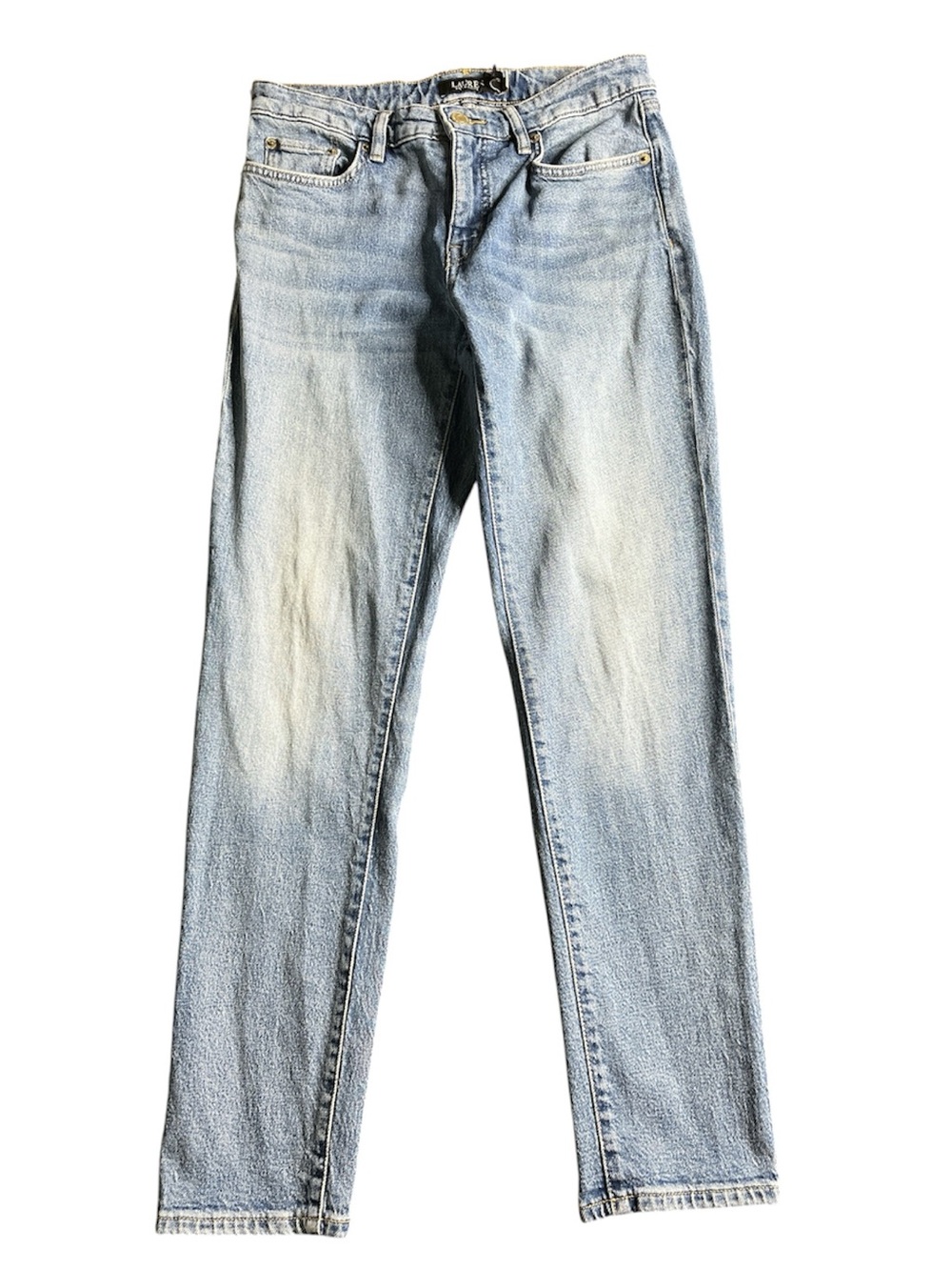 LAUREN RALPH LAUREN Paint Splatter Jeans Light Indigo Blue Straight Size 4